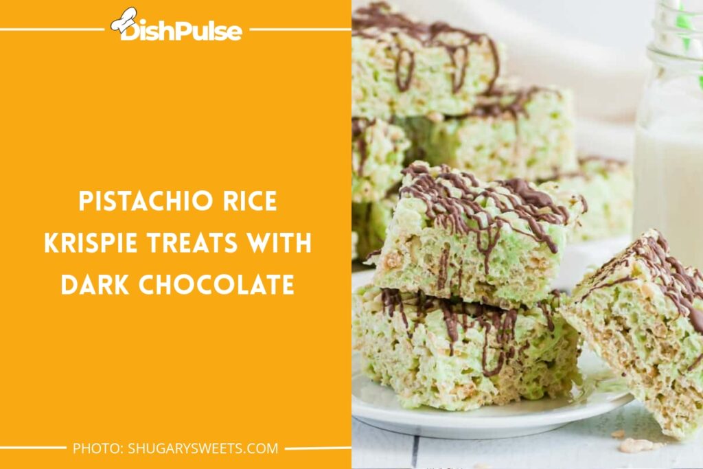 Pistachio Rice Krispie Treats with Dark Chocolate