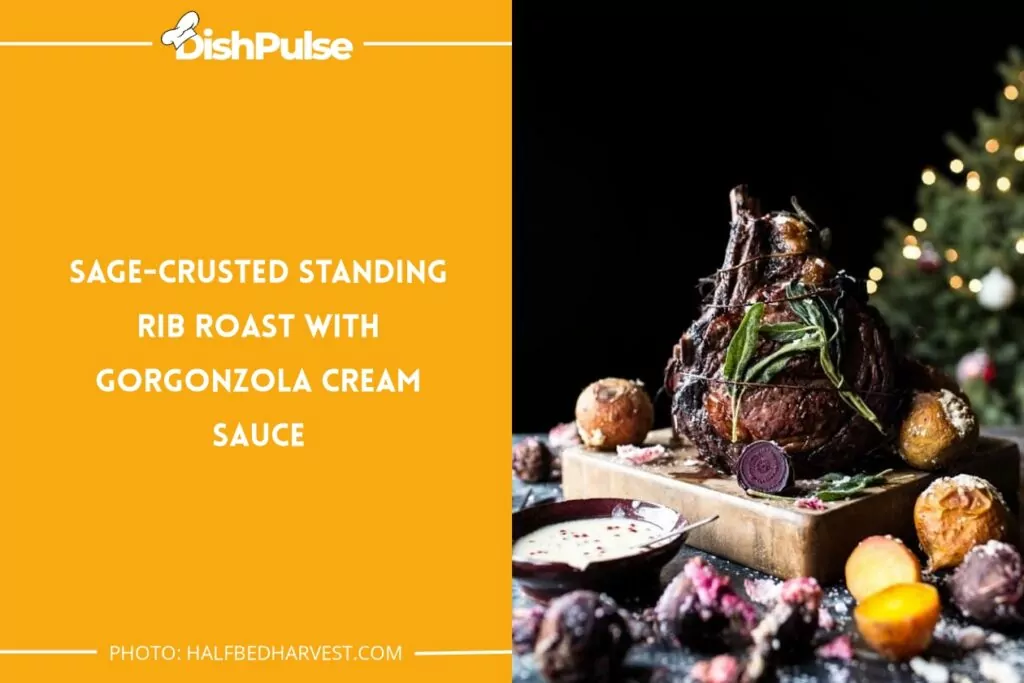 Sage-Crusted Standing Rib Roast with Gorgonzola Cream Sauce