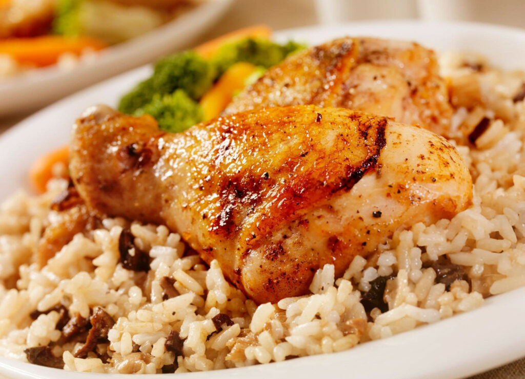 Chicken Legs with Mushroom Rice Recipe