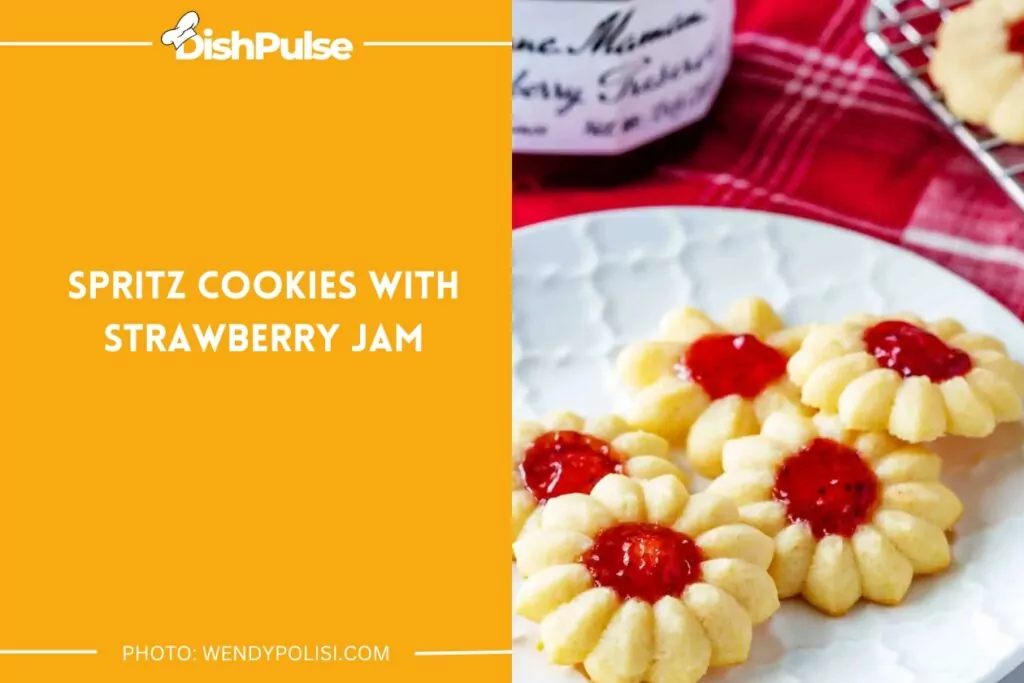Spritz Cookies with Strawberry Jam