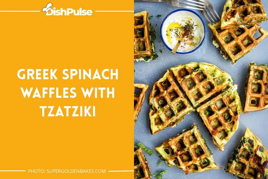 Greek Spinach Waffles with Tzatziki
