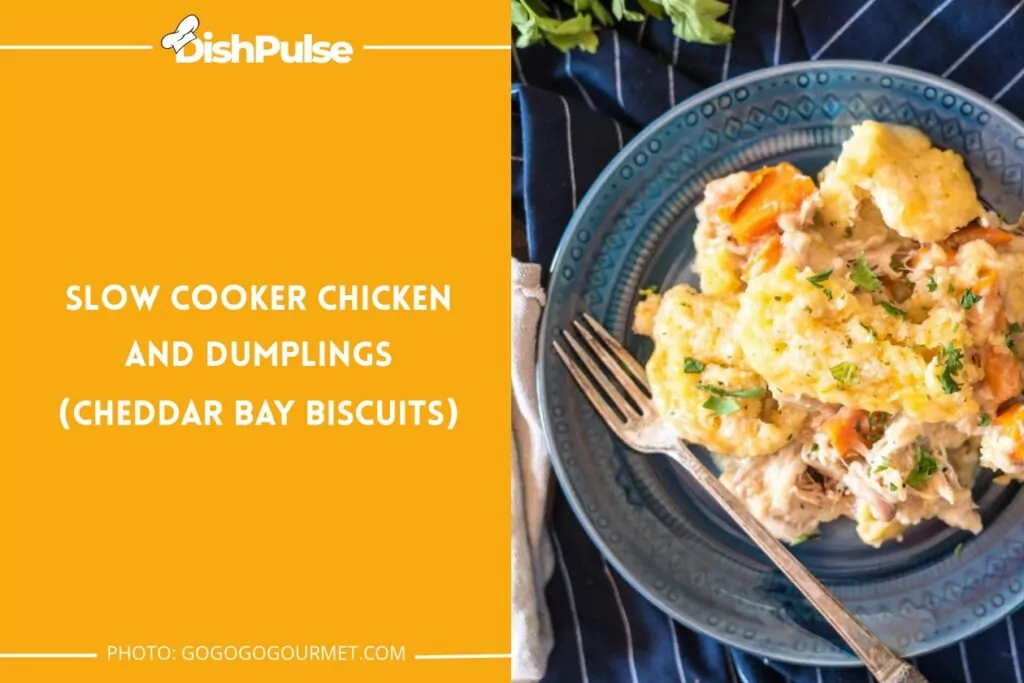 Slow Cooker Chicken and Dumplings (Cheddar Bay Biscuits)