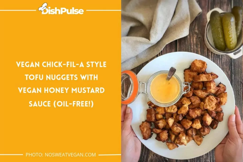Vegan Chick-fil-A style Tofu Nuggets with Vegan Honey Mustard Sauce (Oil-free!)