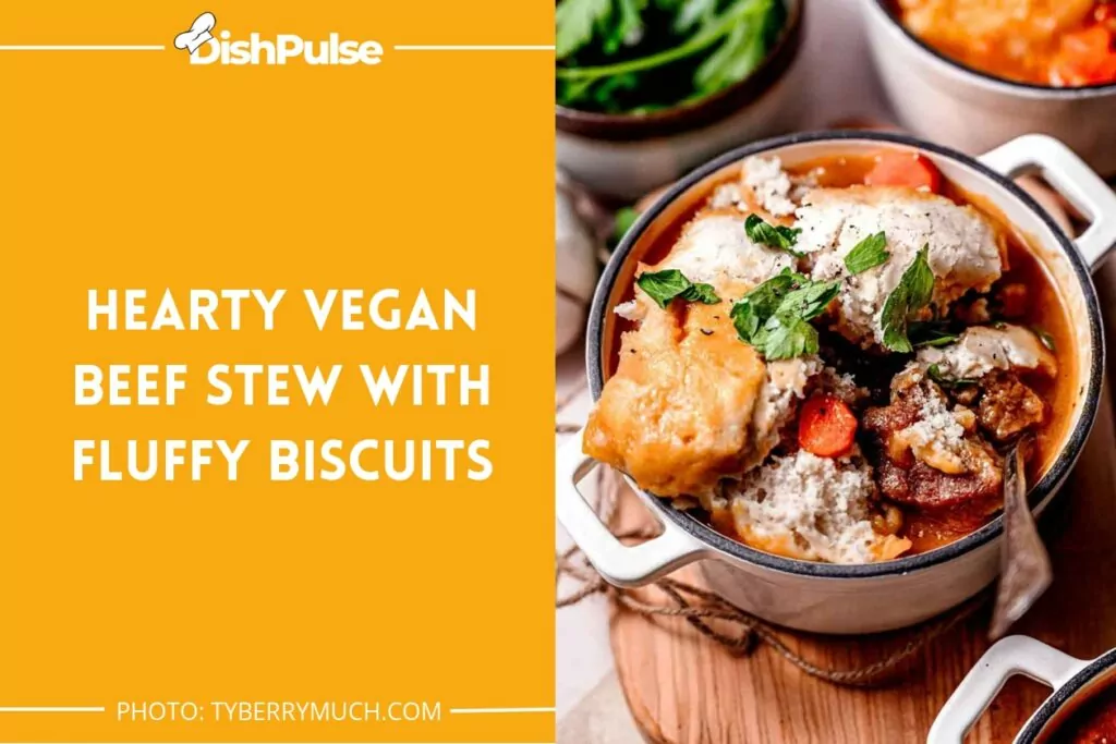 Hearty Vegan Beef Stew with Fluffy Biscuits