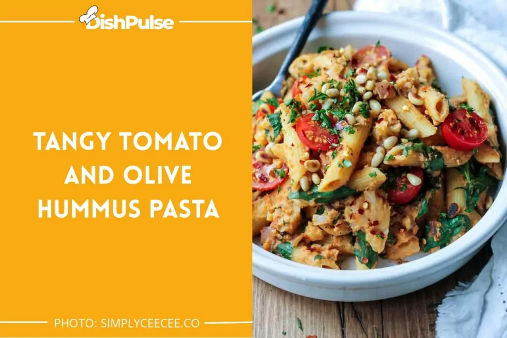 Tangy Tomato and Olive Hummus Pasta