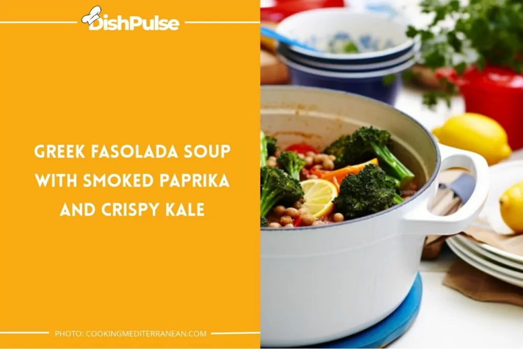 Greek Fasolada Soup with Smoked Paprika and Crispy Kale