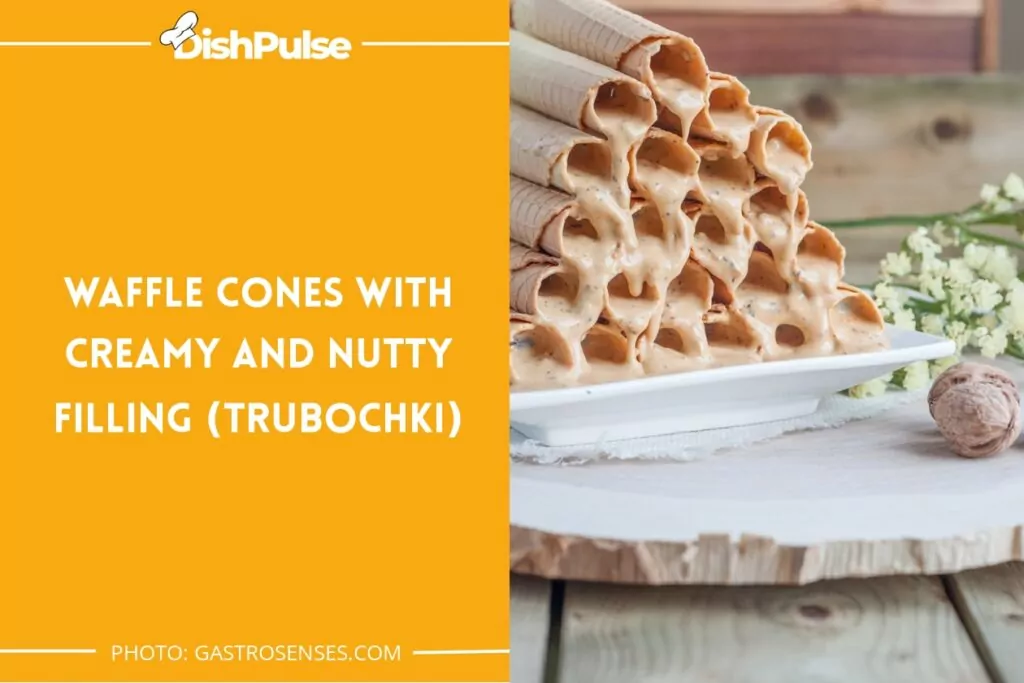 Waffle Cones With Creamy And Nutty Filling (Trubochki)