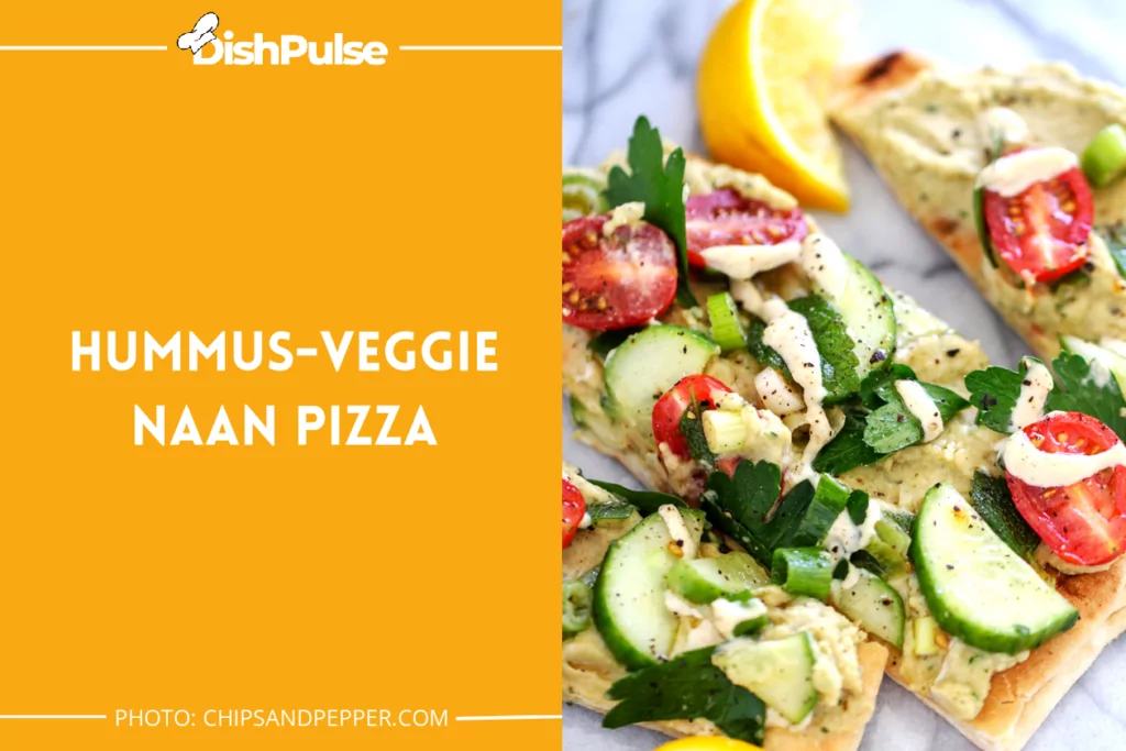 Hummus-Veggie Naan Pizza