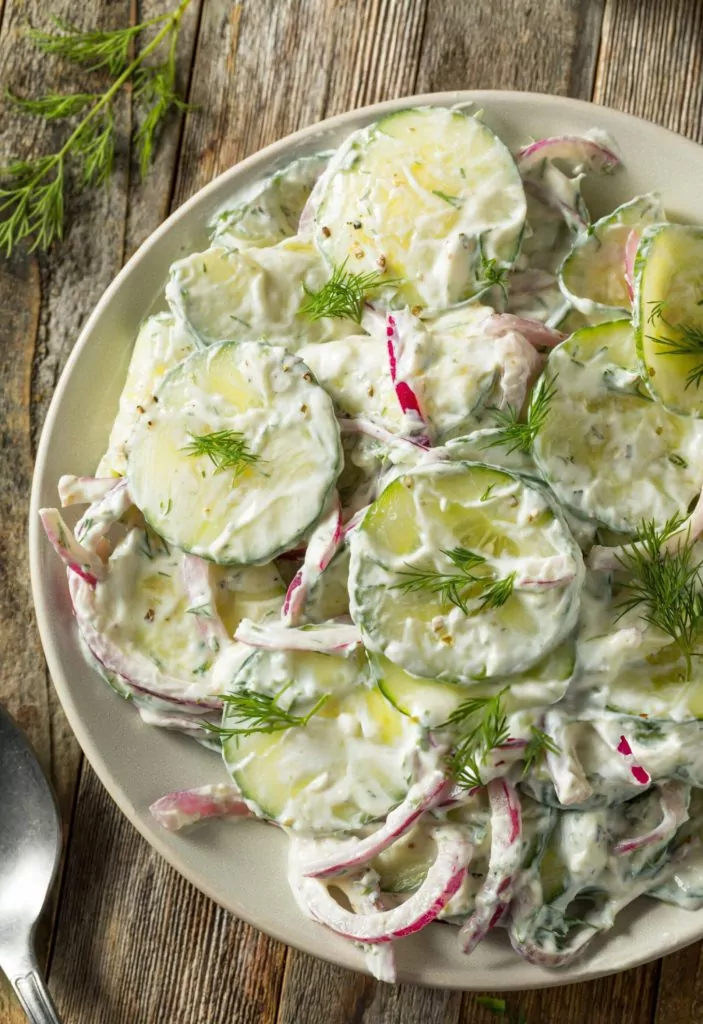 Easy Creamy Cucumber Salad Recipe