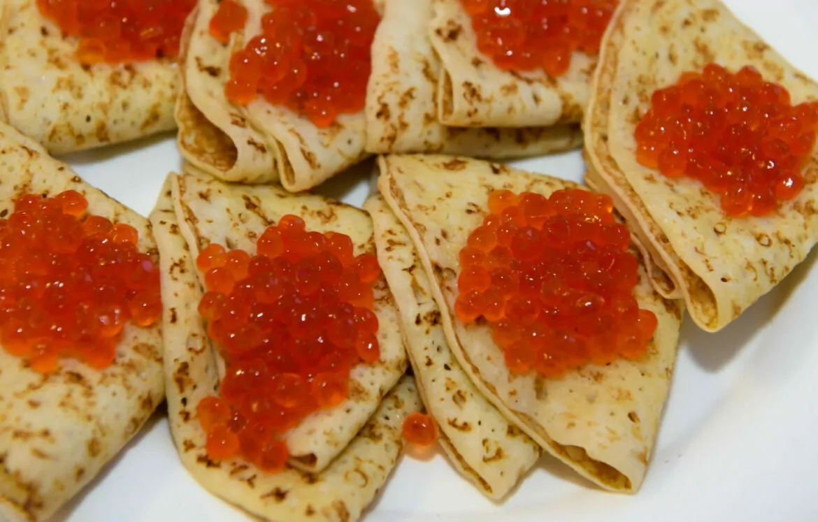Pancakes with Salmon Caviar Recipe